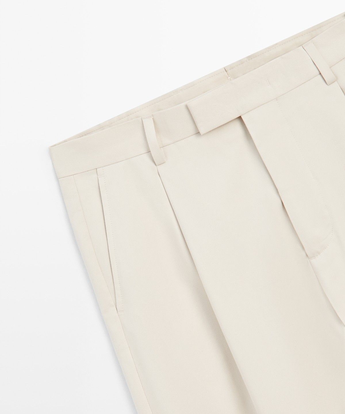 마시모두띠(MASSIMO DUTTI) 100% 코튼 핀턱 팬츠