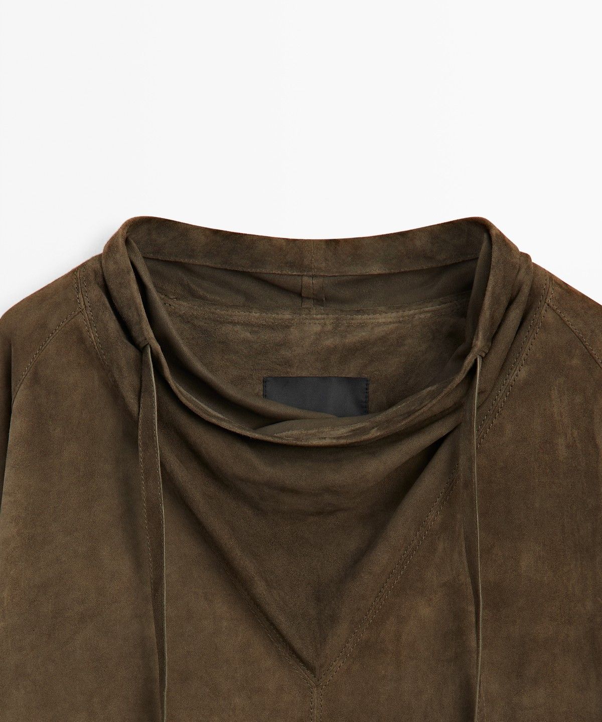 마시모두띠(MASSIMO DUTTI) 하이넥 스웨이드 가죽 셔츠