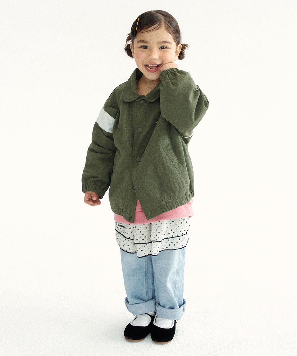 웬즈데이오아시스 키즈(WEDNESDAYOASIS KIDS) [Kids]몬토이 자수 카라 점퍼_KHAKI(WKB6OT03)