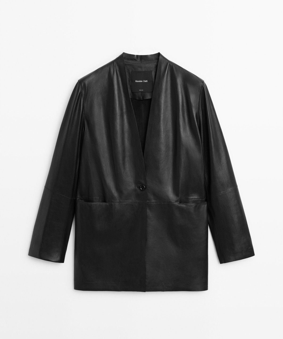 마시모두띠(MASSIMO DUTTI) 원 버튼 나파 가죽 블레이저
