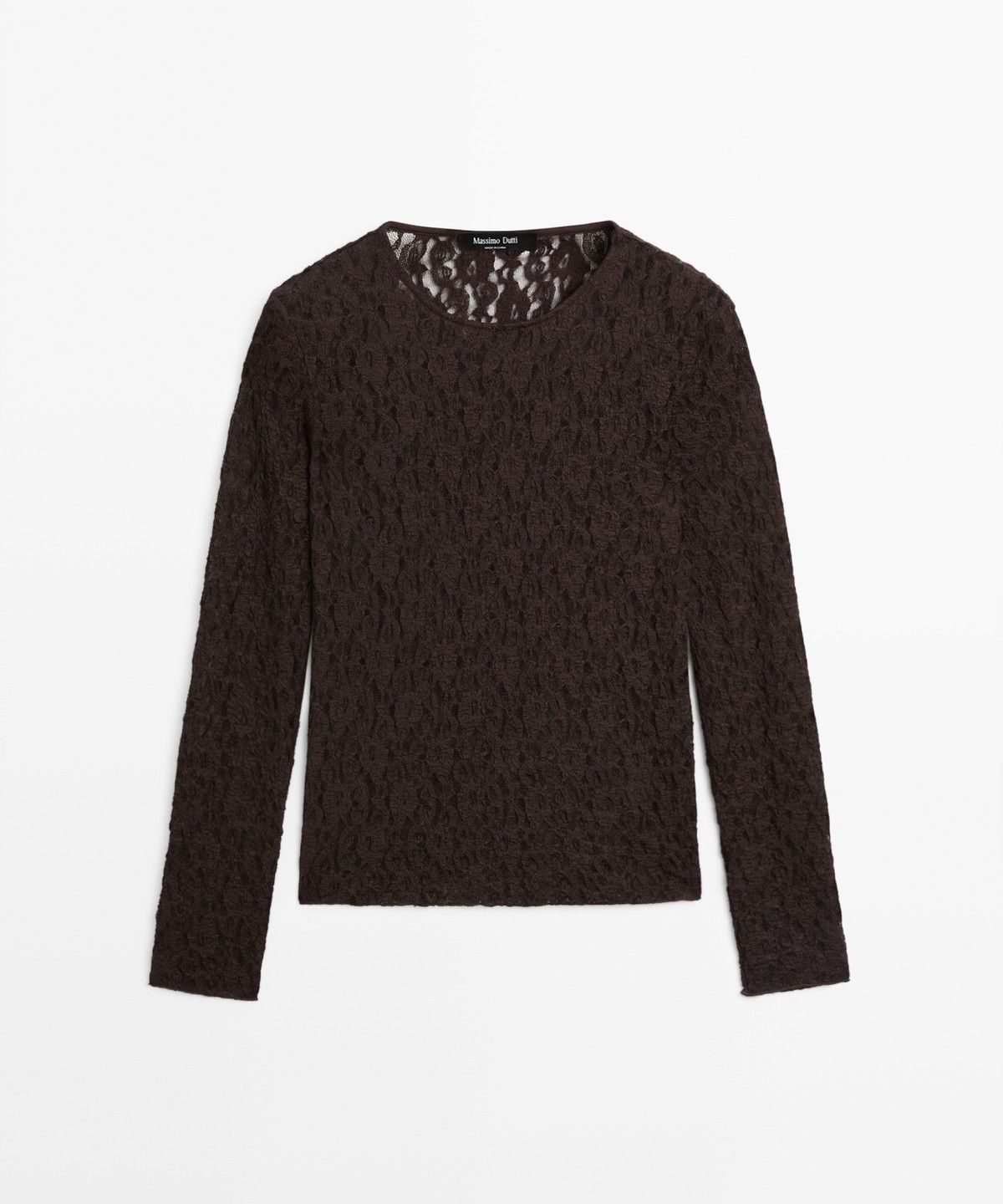 마시모두띠(MASSIMO DUTTI) 레이스 디테일 긴소매 티셔츠