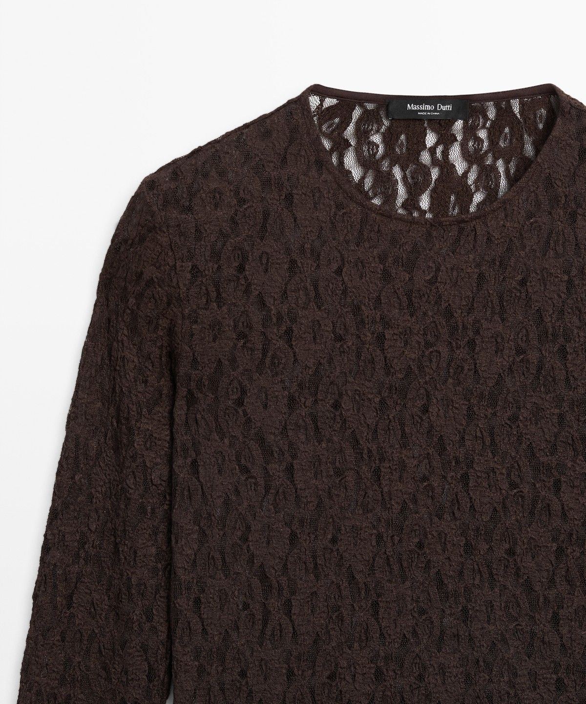 마시모두띠(MASSIMO DUTTI) 레이스 디테일 긴소매 티셔츠