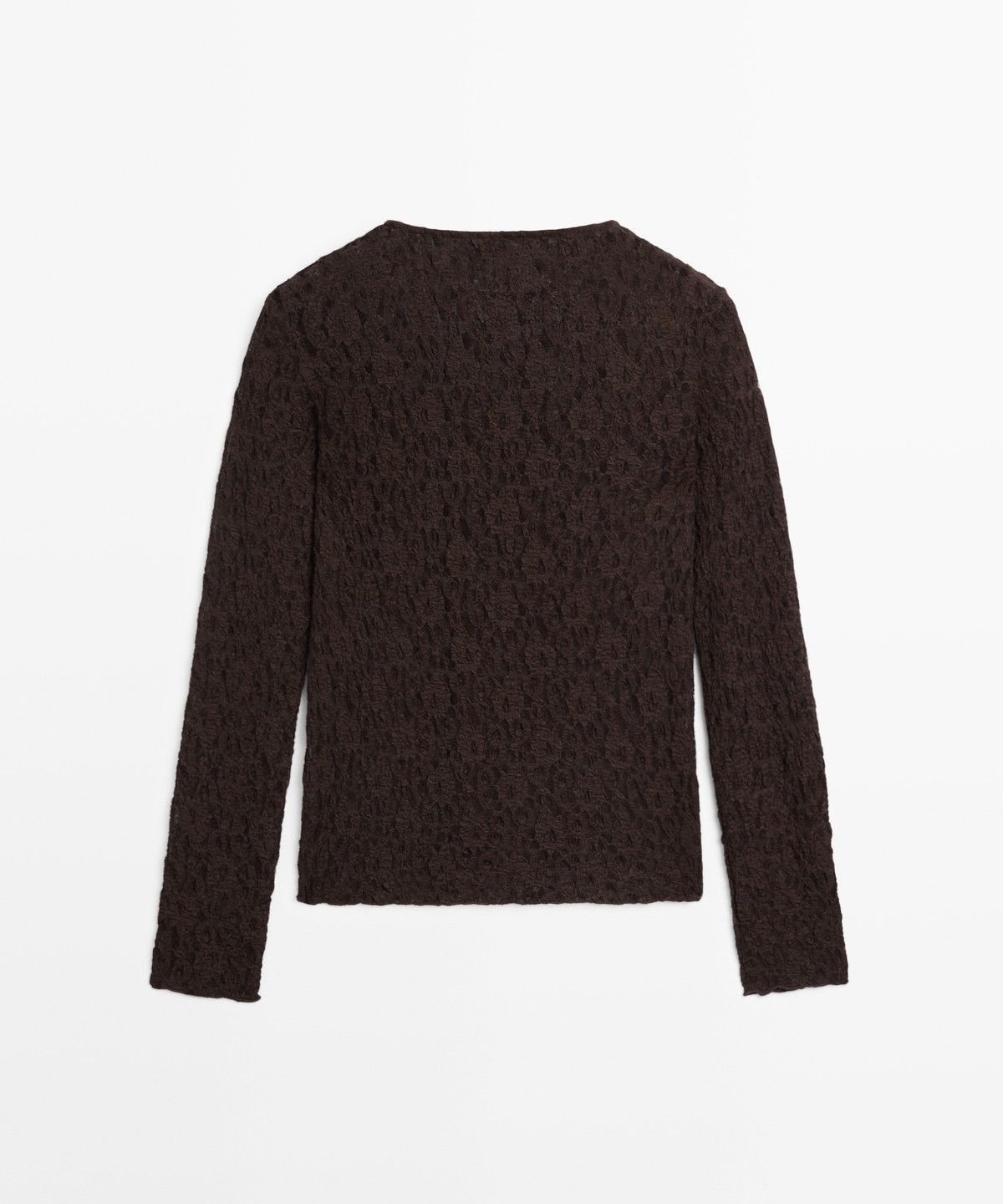 마시모두띠(MASSIMO DUTTI) 레이스 디테일 긴소매 티셔츠