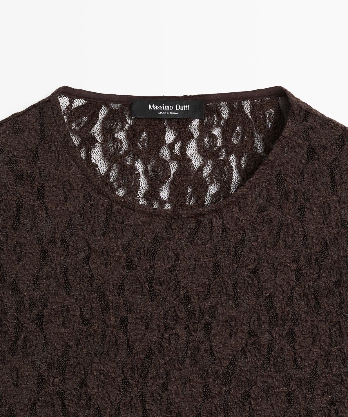 마시모두띠(MASSIMO DUTTI) 레이스 디테일 긴소매 티셔츠