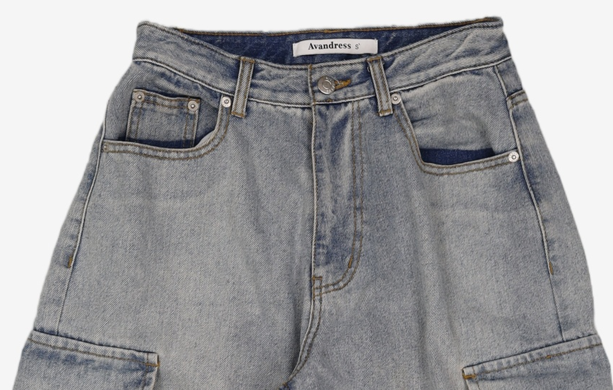 어반드레스(AVANDRESS) Snow Cargo Denim Pants Milk LIGHT BLUE XS