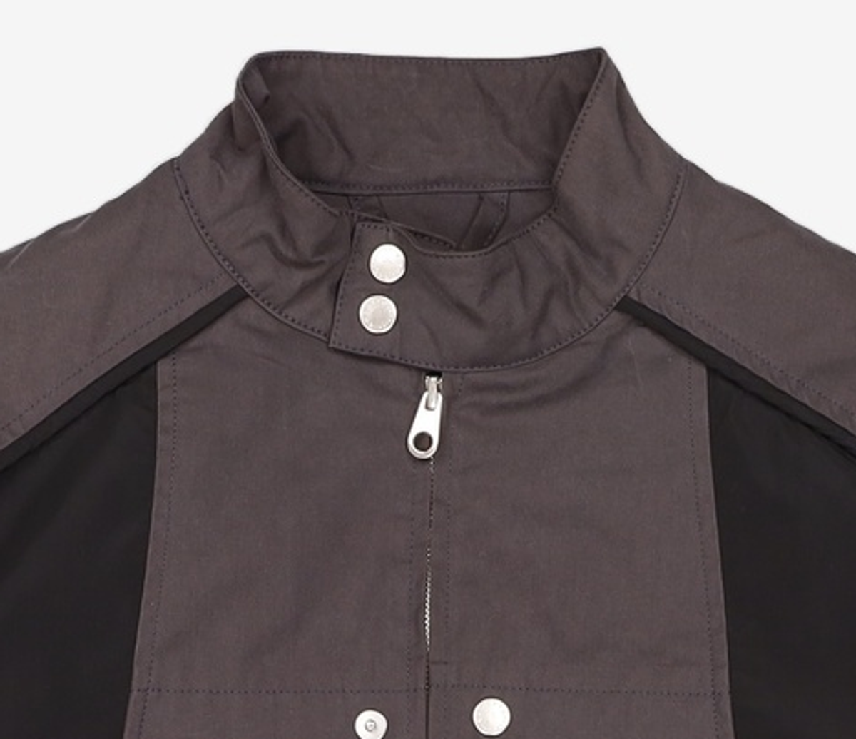 애드오프(ADDOFF) PIPED PADDED BIKER JACKET CHARCOAL M