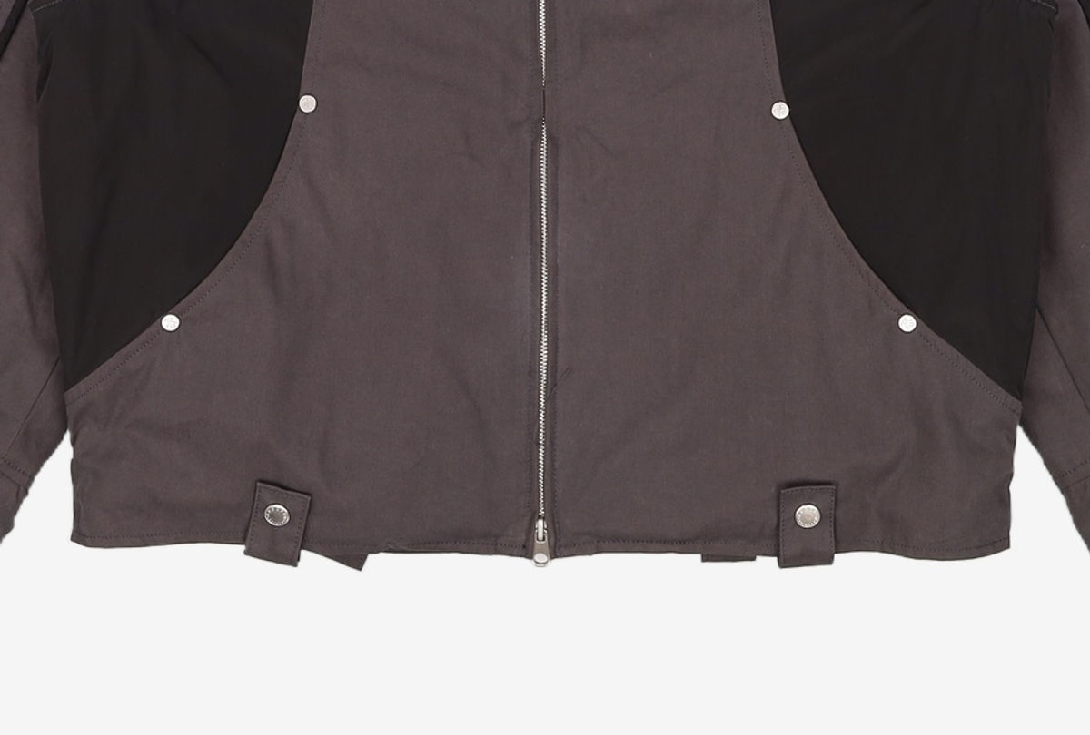 애드오프(ADDOFF) PIPED PADDED BIKER JACKET CHARCOAL M