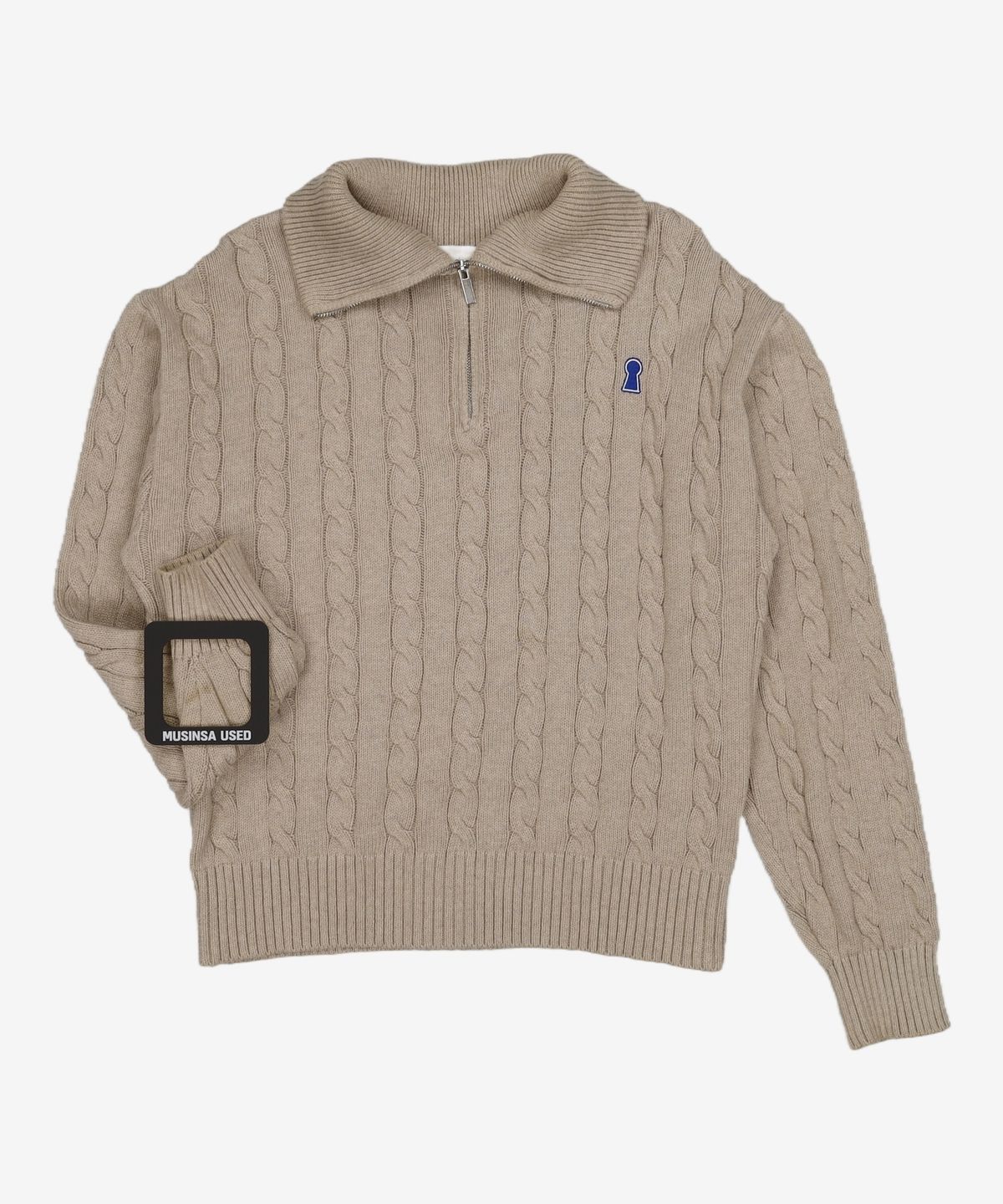 세컨모놀로그(SECONDMONO) Heavyweight Cable Half Zip Knit [OATMEAL]_COOSKT042OATMEAL M