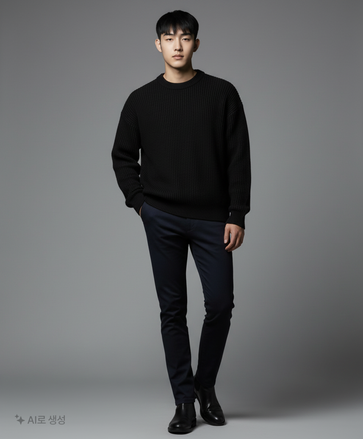 테이크이지(TAKEASY) 램스울 크루넥 오버 니트 (스카이블루) L