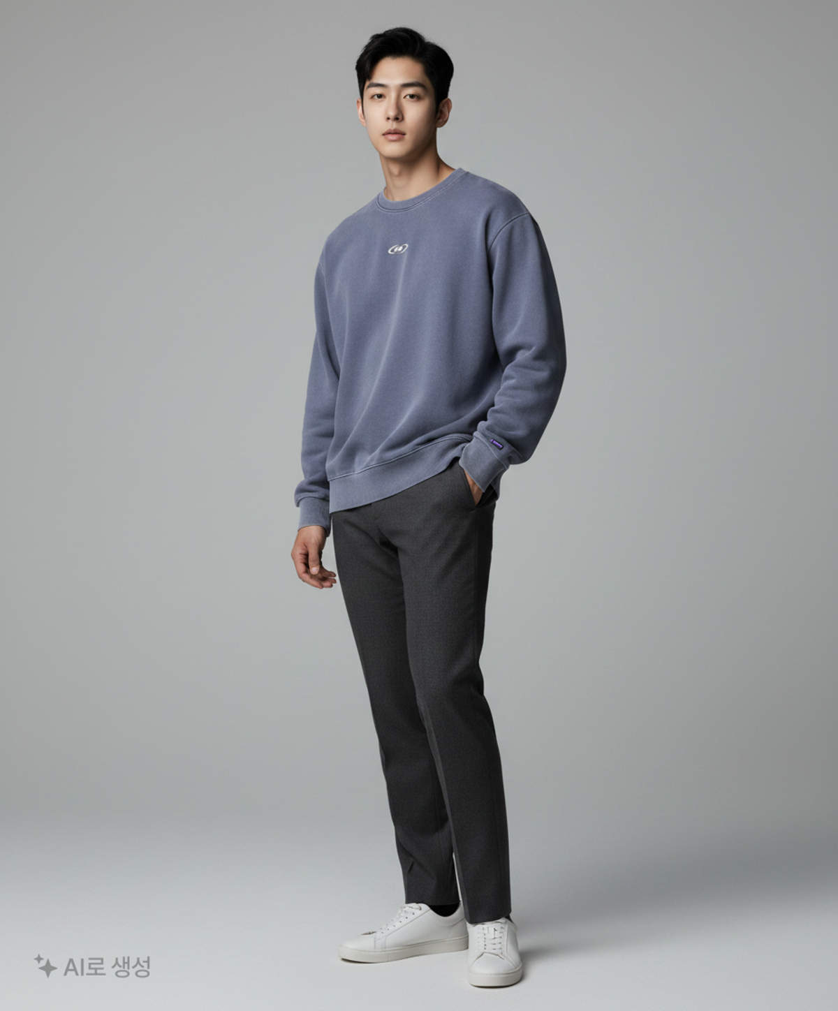 본투윈(BORN TO WIN) CHROME B PIGMENT SWEATSHIRTS [BLUE] 2