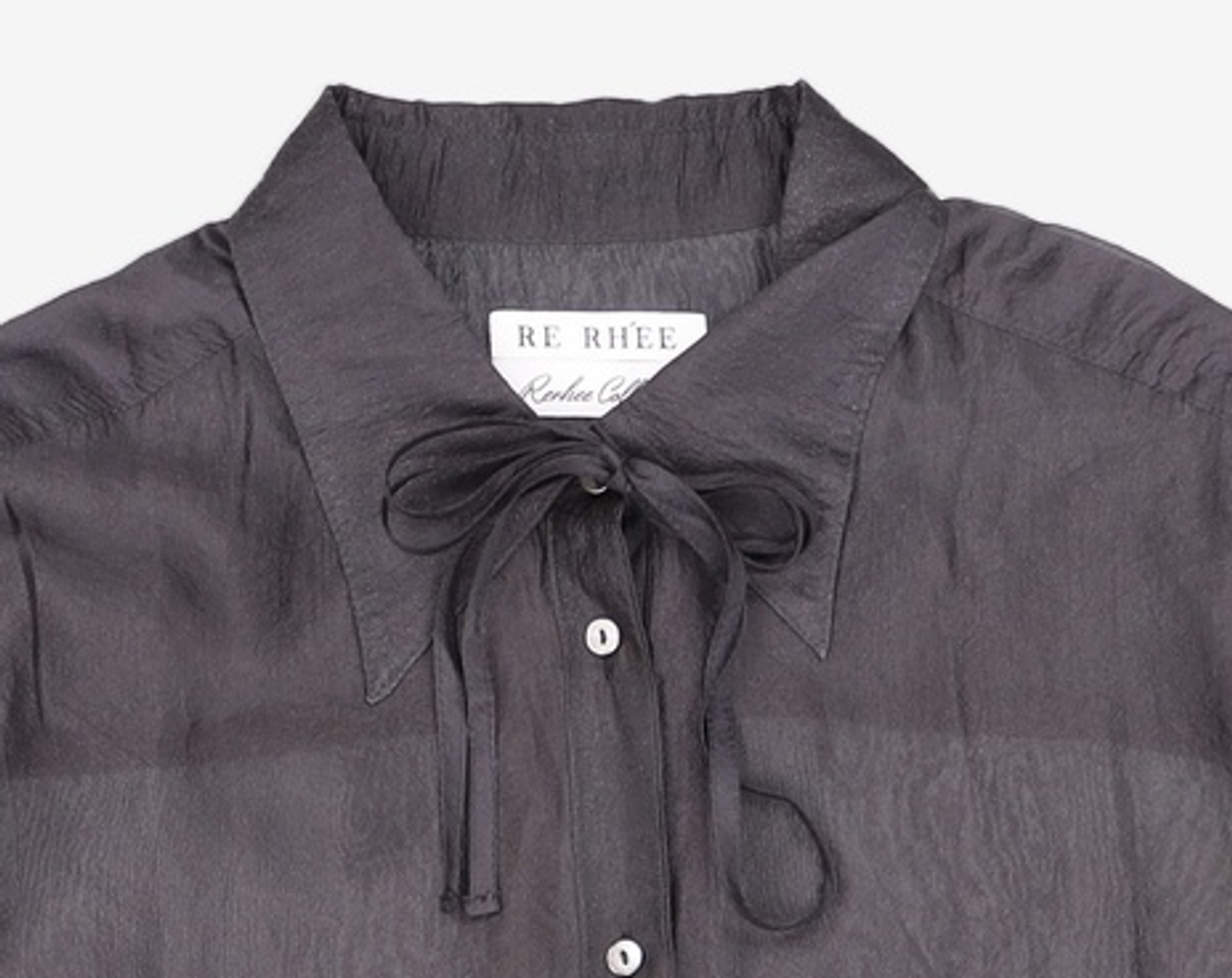 리이(RE RHEE) SHEER CUPRO SHIRTS MIDNIGHT NAVY ML