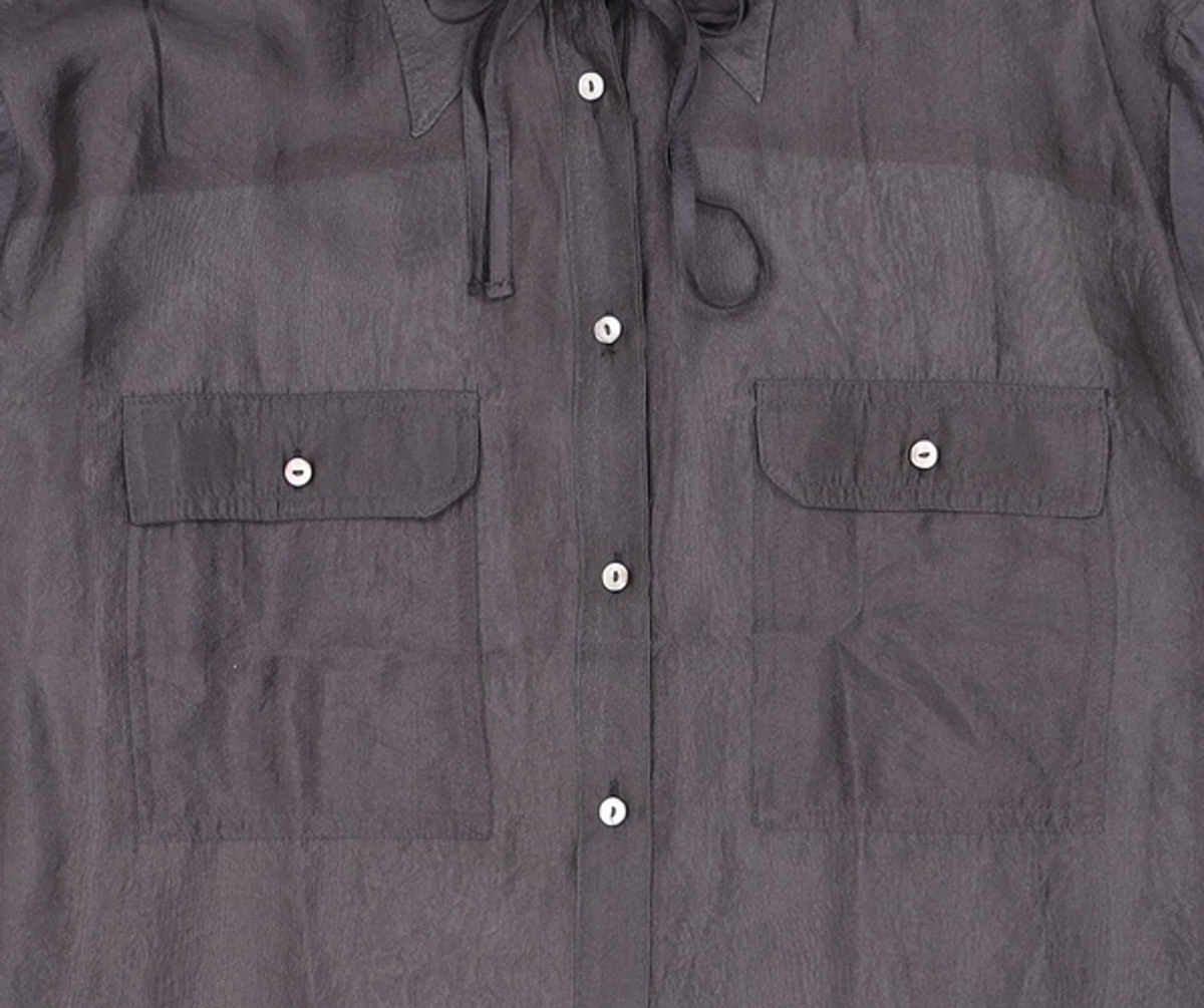 리이(RE RHEE) SHEER CUPRO SHIRTS MIDNIGHT NAVY ML