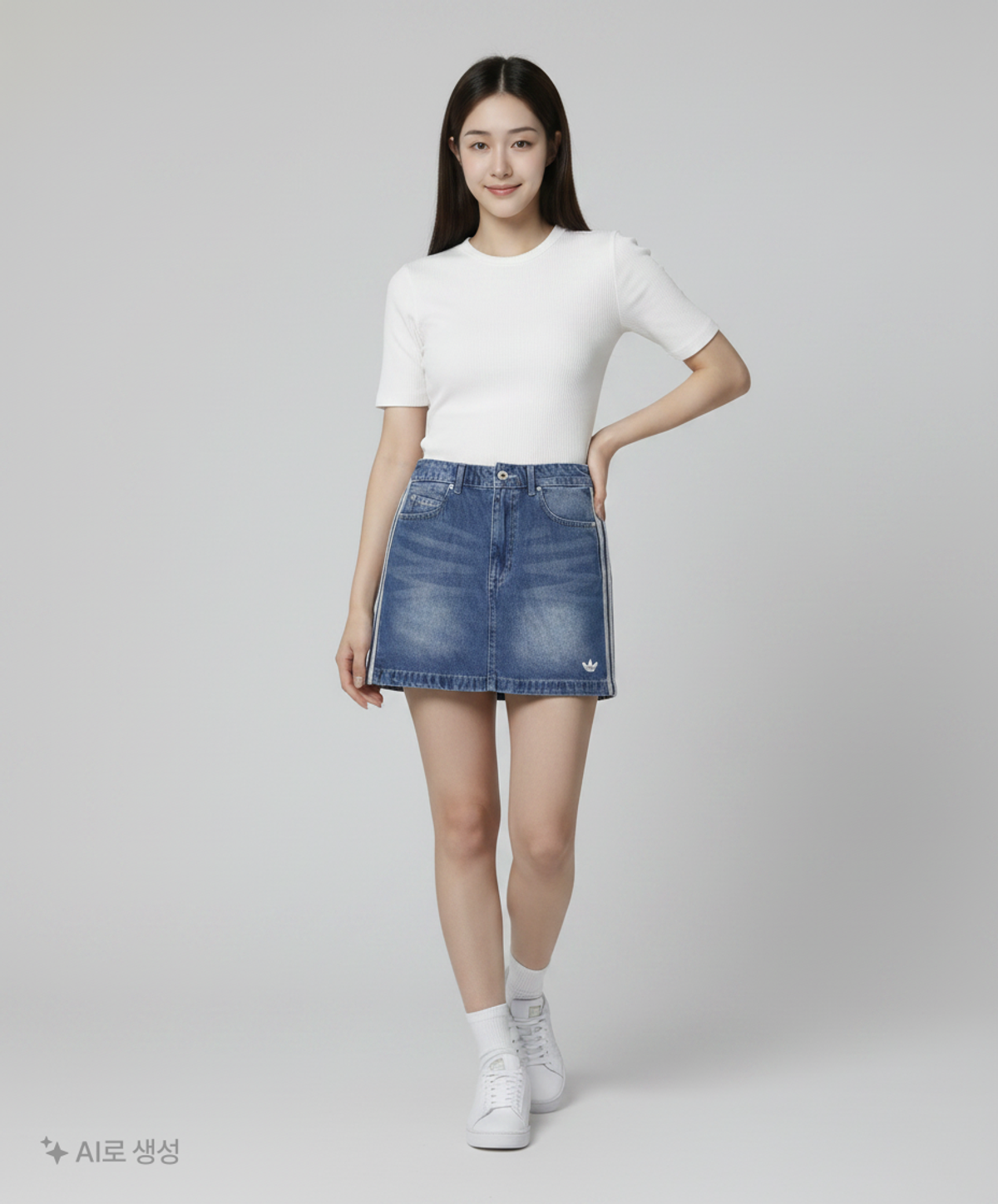 아디다스(ADIDAS) 3S 데님 미니 스커트 - 인디고데님 / JW2649 36