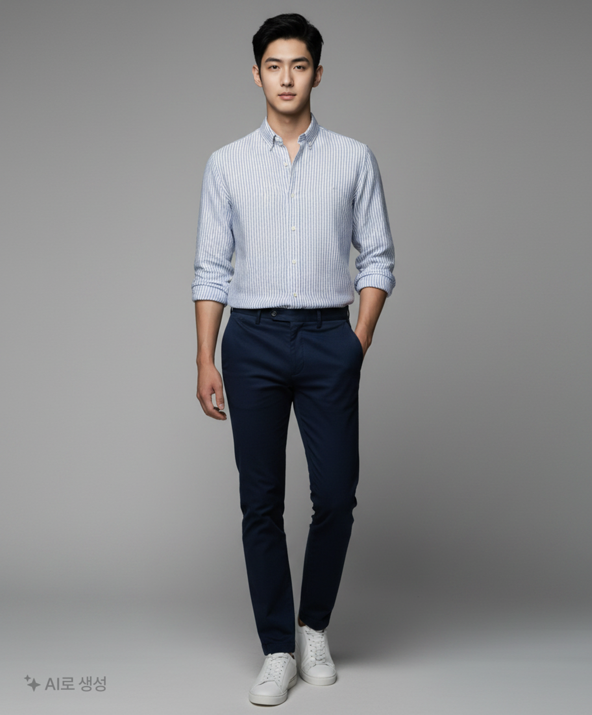 라코스테(LACOSTE) 남성 린넨 스트라이프 셔츠 CH628E-53G 166 M