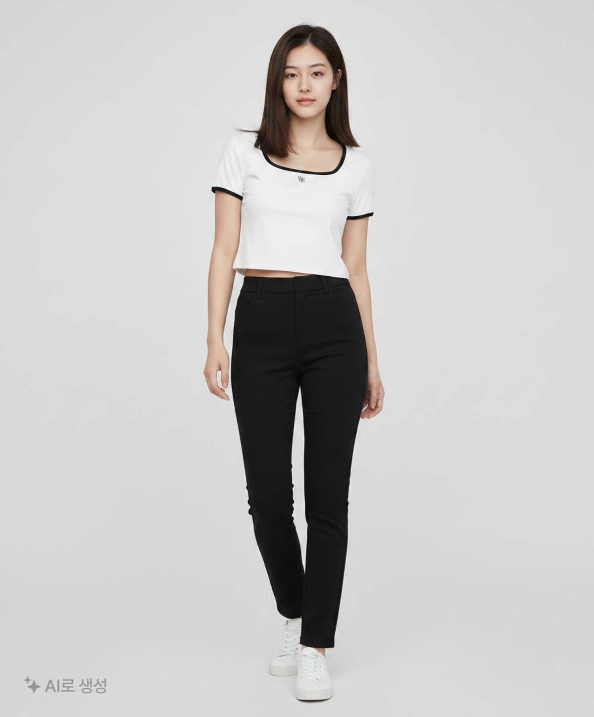 제너럴 아이디어(GENERAL IDEA) GNRL 스퀘어 배색 반팔티 [WHITE] / WBD1L01510 L