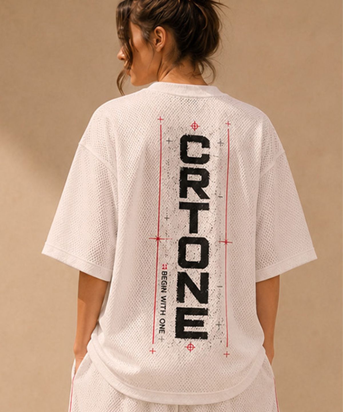씨알티원(CRTONE) CRTONE 오버핏 메쉬 V넥 티셔츠