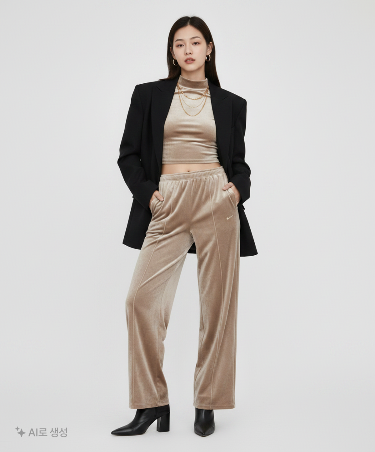 나이키(NIKE) 스포츠웨어 칠 니트 미드라이즈 벨루어 팬츠 W - 밍크 브라운:밍크 브라운 / HJ0923-233 XS