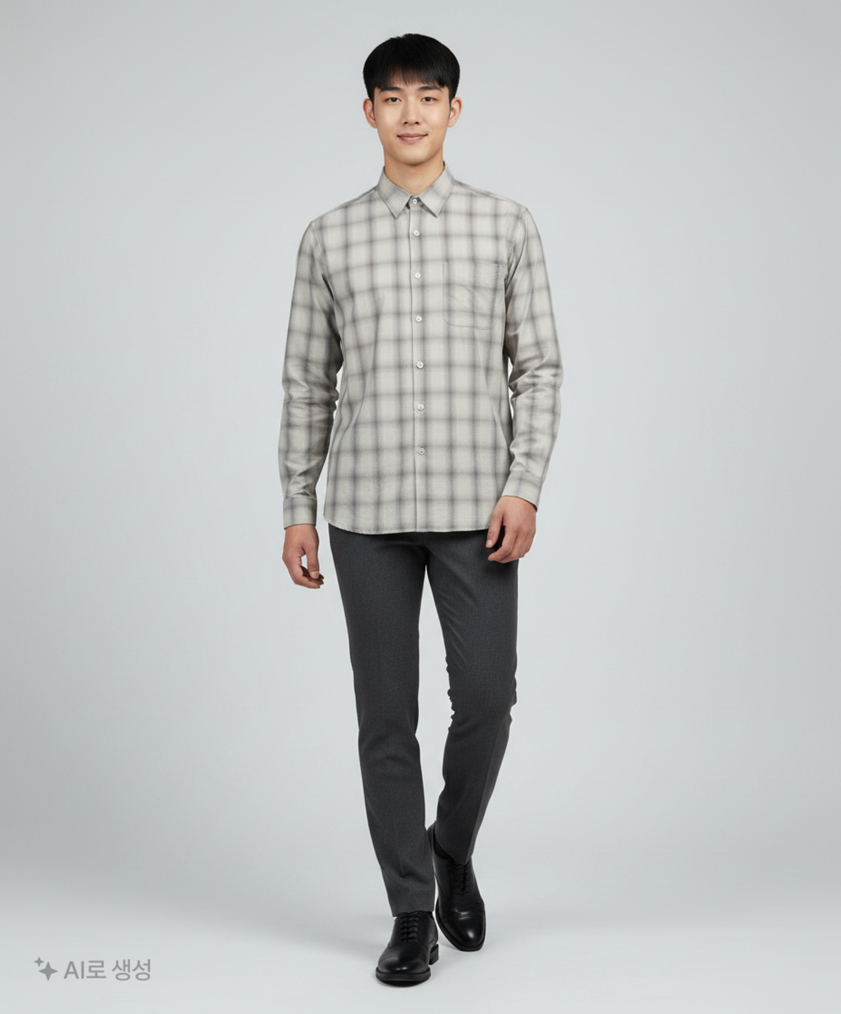 빠쎄(PASSER) 데일리 체크 셔츠 [그레이쉬] M