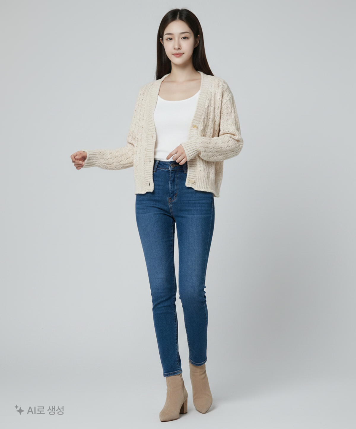 다이애그널(DIAGONAL) CABLE OVER CARDIGAN (ivory) XL