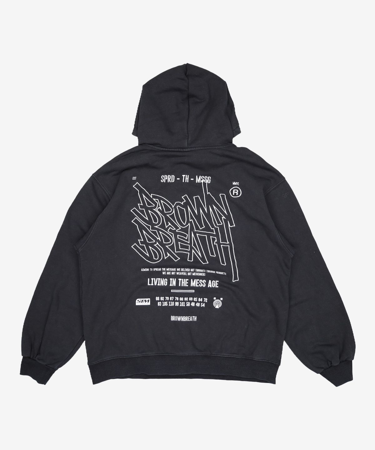 브라운브레스(BROWNBREATH) SIGNAL TAG HOODIE - BLACK XL