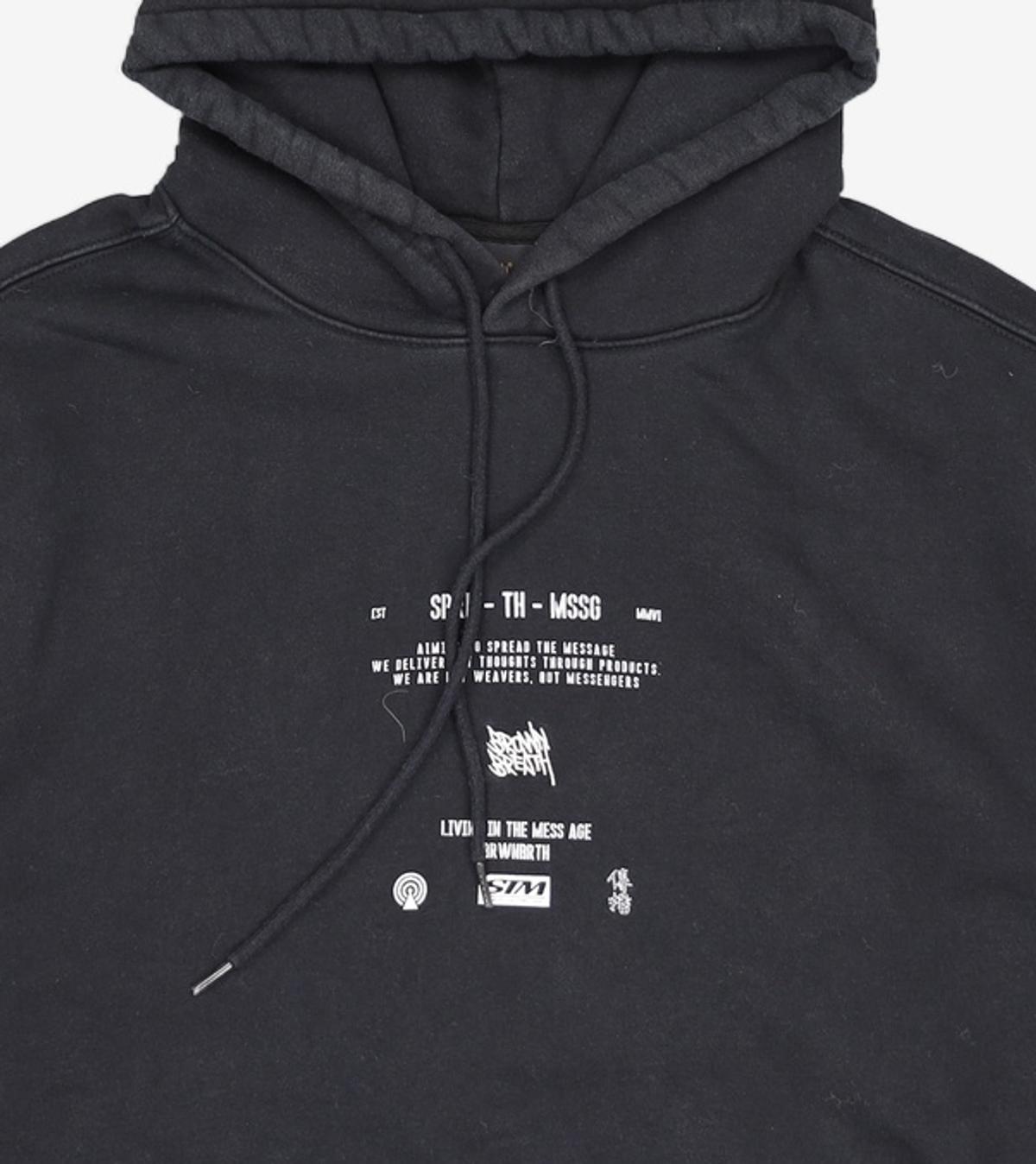 브라운브레스(BROWNBREATH) SIGNAL TAG HOODIE - BLACK XL