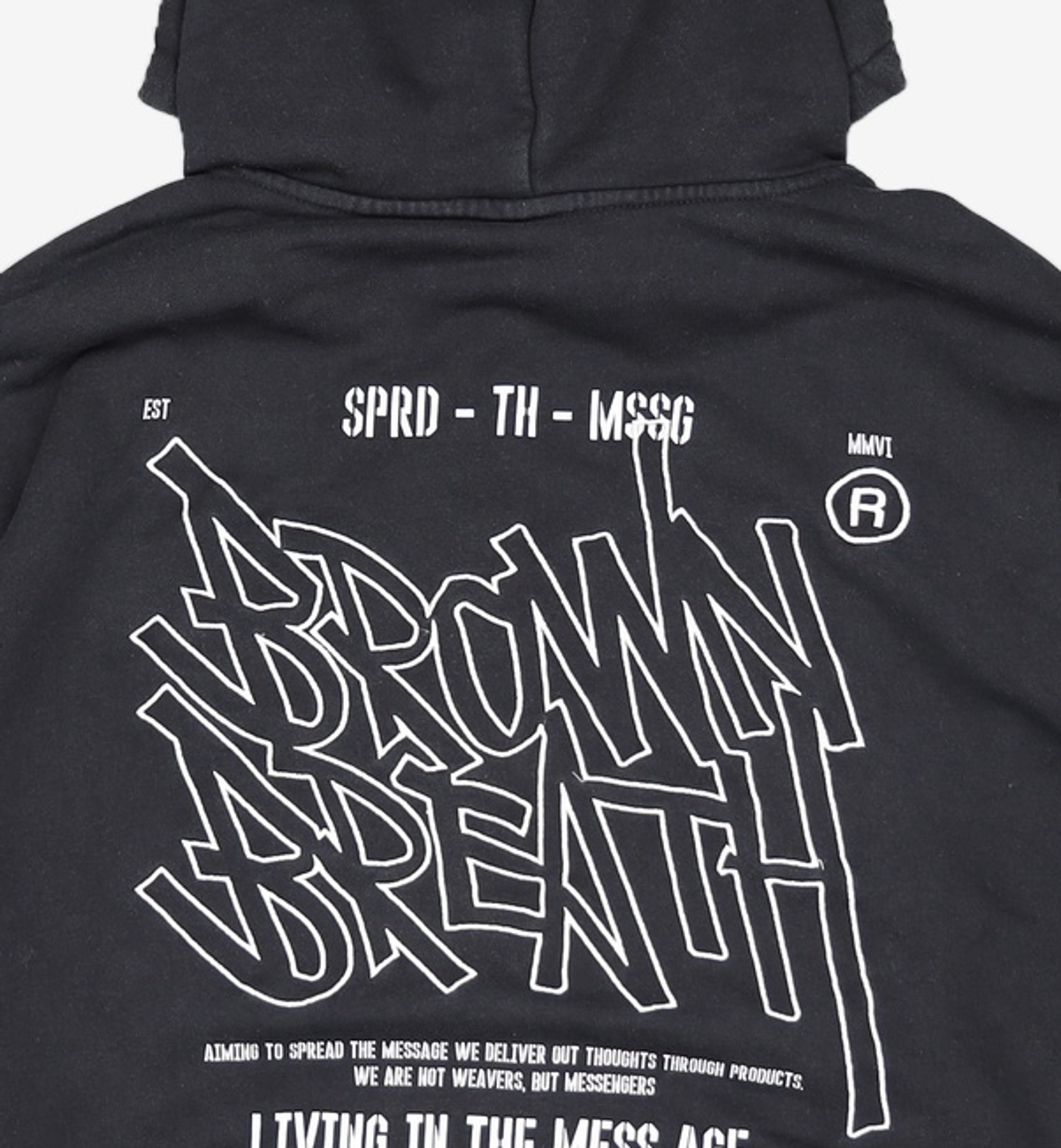 브라운브레스(BROWNBREATH) SIGNAL TAG HOODIE - BLACK XL