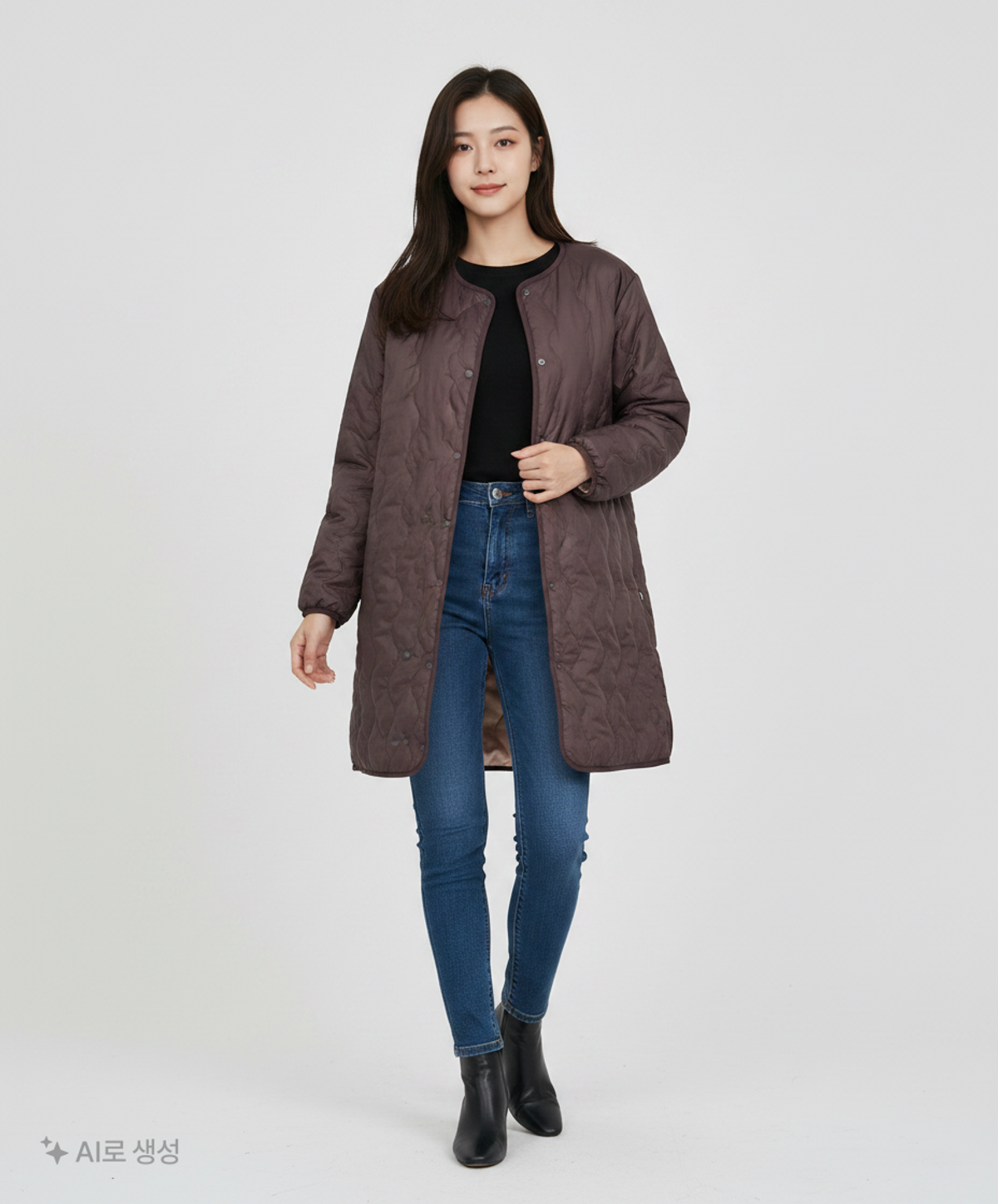 코오롱스포츠(KOLON SPORT) 여성 라운드넥 경량 중기장 다운_TVJDW21522DWI 100