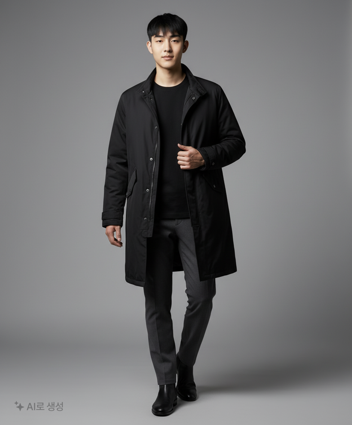 토피(TOFFEE) 오버핏 클래식 롱 파카 (BLACK) M
