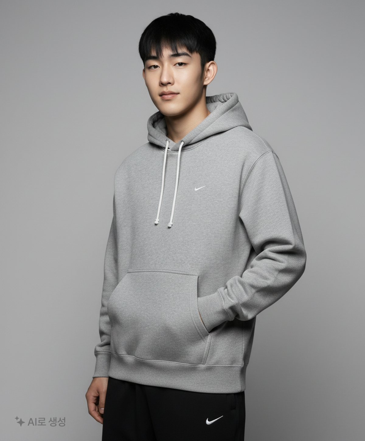 나이키(NIKE) 솔로 스우시 플리스 풀오버 후디 M - 다크 그레이 헤더:화이트  / DX1356-063 L