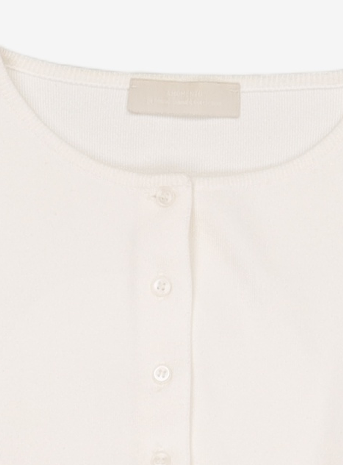 아모멘토(AMOMENTO) ROUND SLEEVE SHIRRED CARDIGAN_IVORY 0