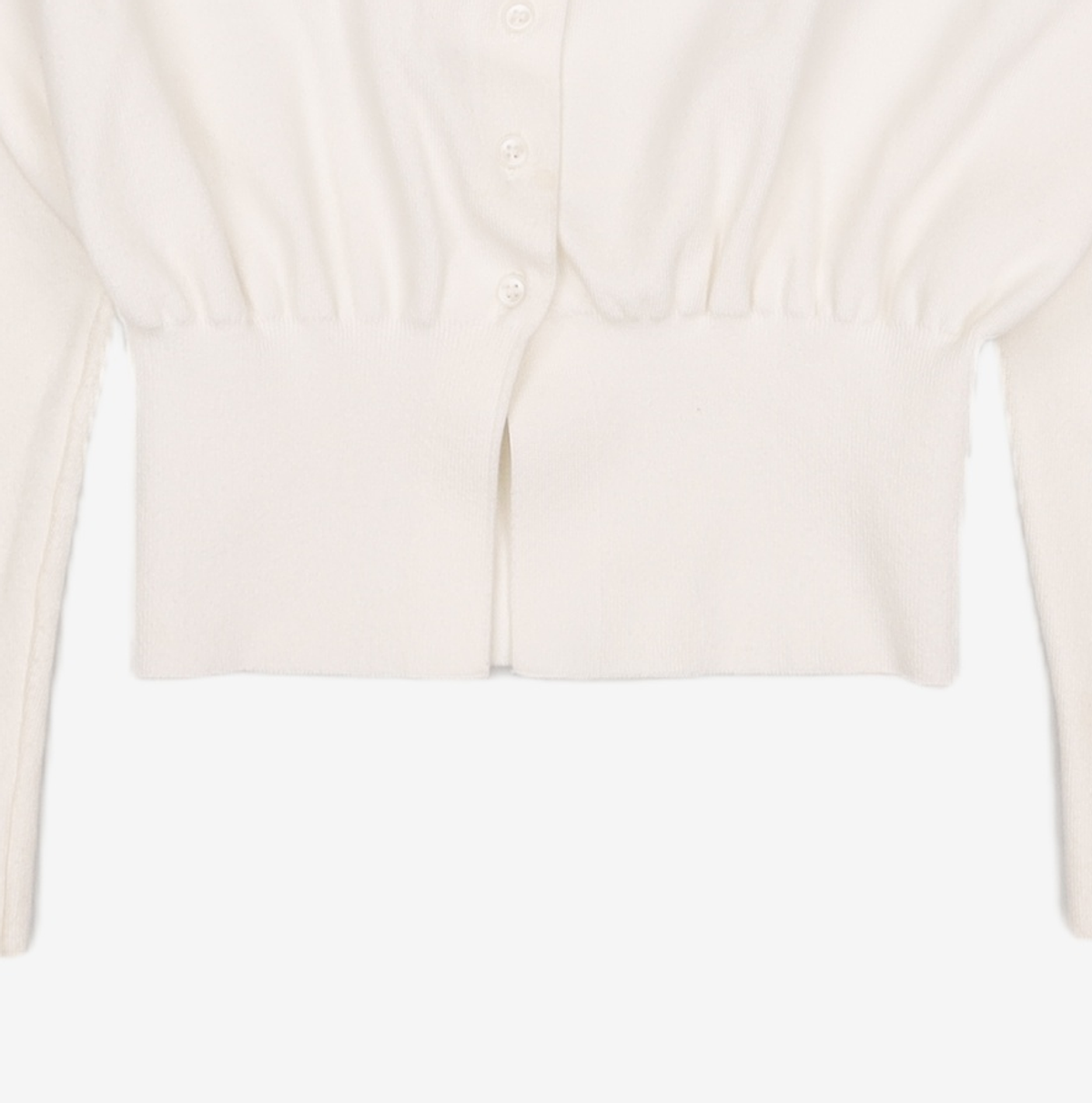 아모멘토(AMOMENTO) ROUND SLEEVE SHIRRED CARDIGAN_IVORY 0