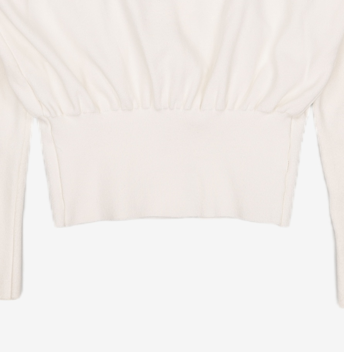 아모멘토(AMOMENTO) ROUND SLEEVE SHIRRED CARDIGAN_IVORY 0