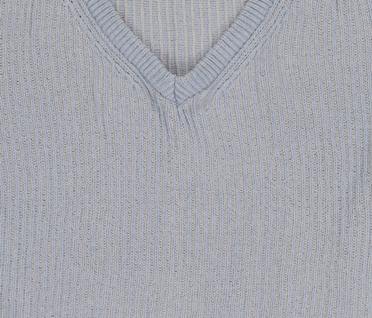 어몽(AMONG) A TWO-TONE KNIT TOP_BLUE S