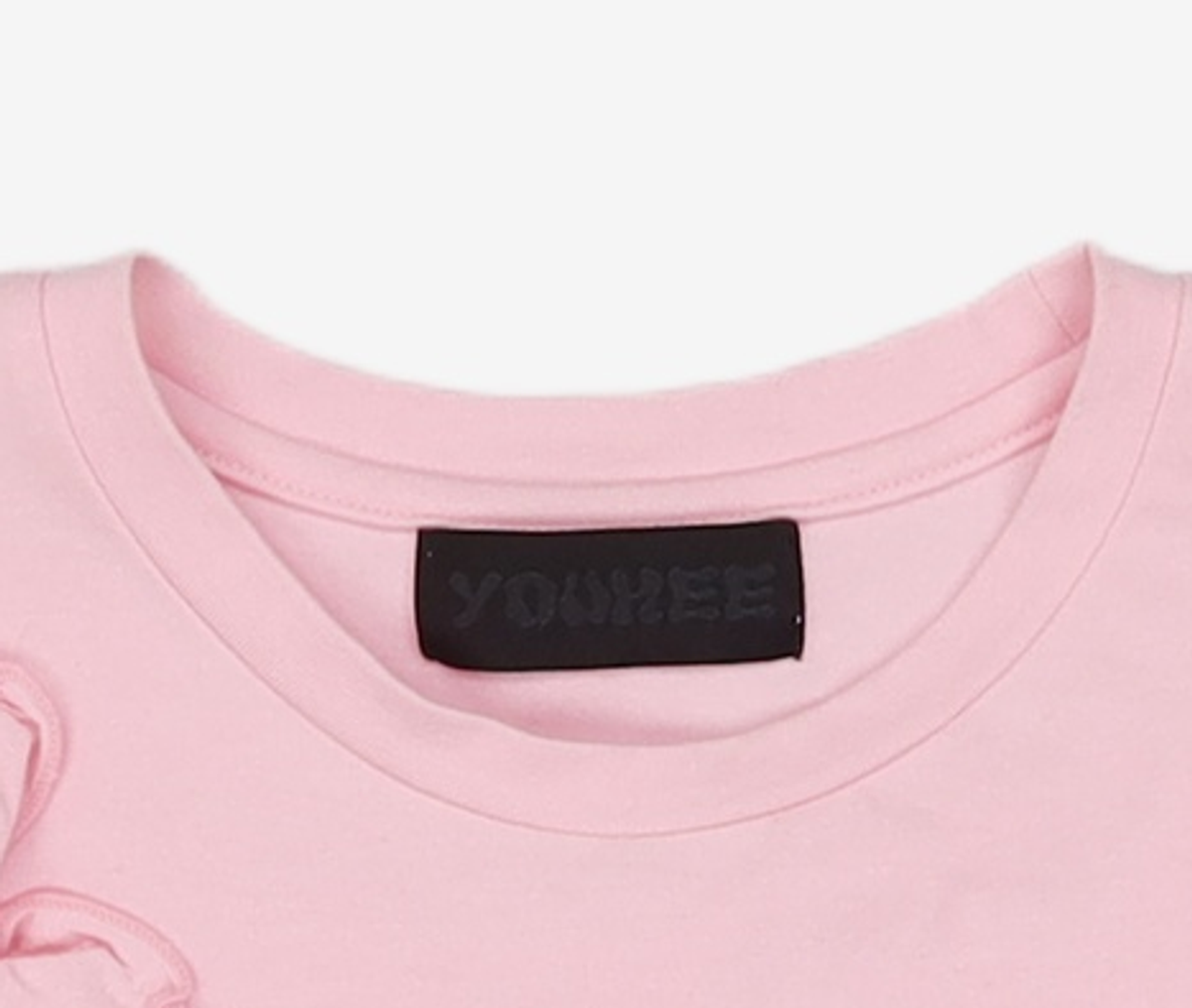 유희(YOUHEE) FLOWER EMBROIDERY T-SHIRTS PINK FREE