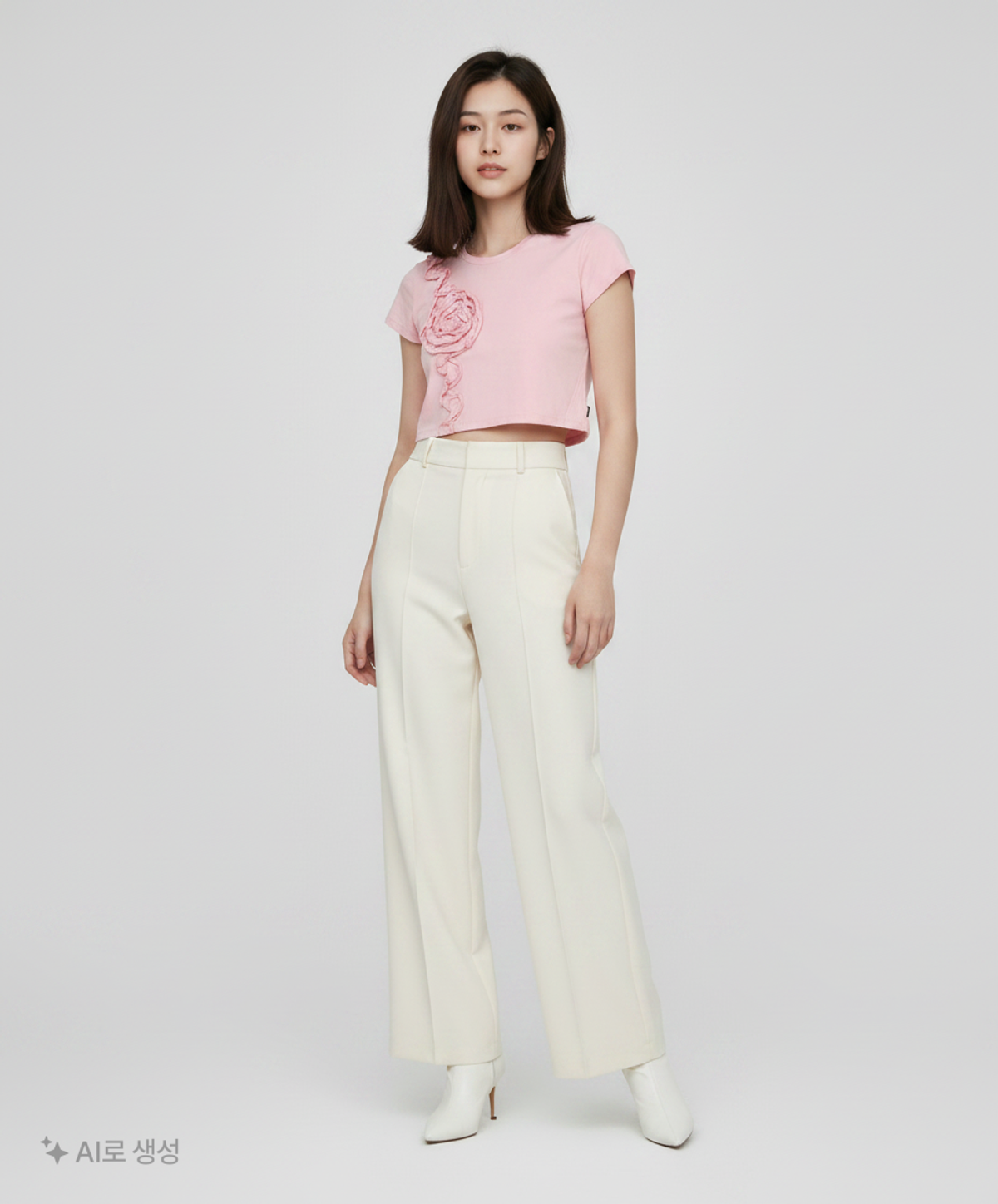 유희(YOUHEE) FLOWER EMBROIDERY T-SHIRTS PINK FREE