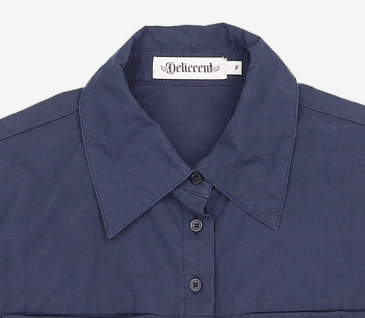 델리센트(DELICCENT) 투 포켓 크롭 셔츠 [NAVY] FREE