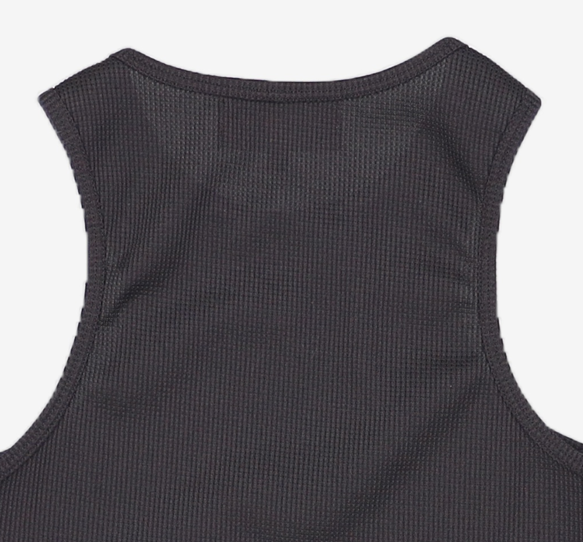 우알롱(WOOALONG) Signature waffle halter neck crop top - BLACK XS