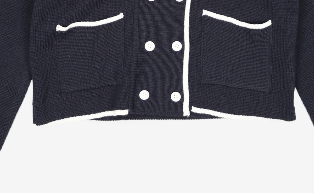 미쏘(MIXXO) 카라배색 아우터형 가디건 MIWCKD344T S