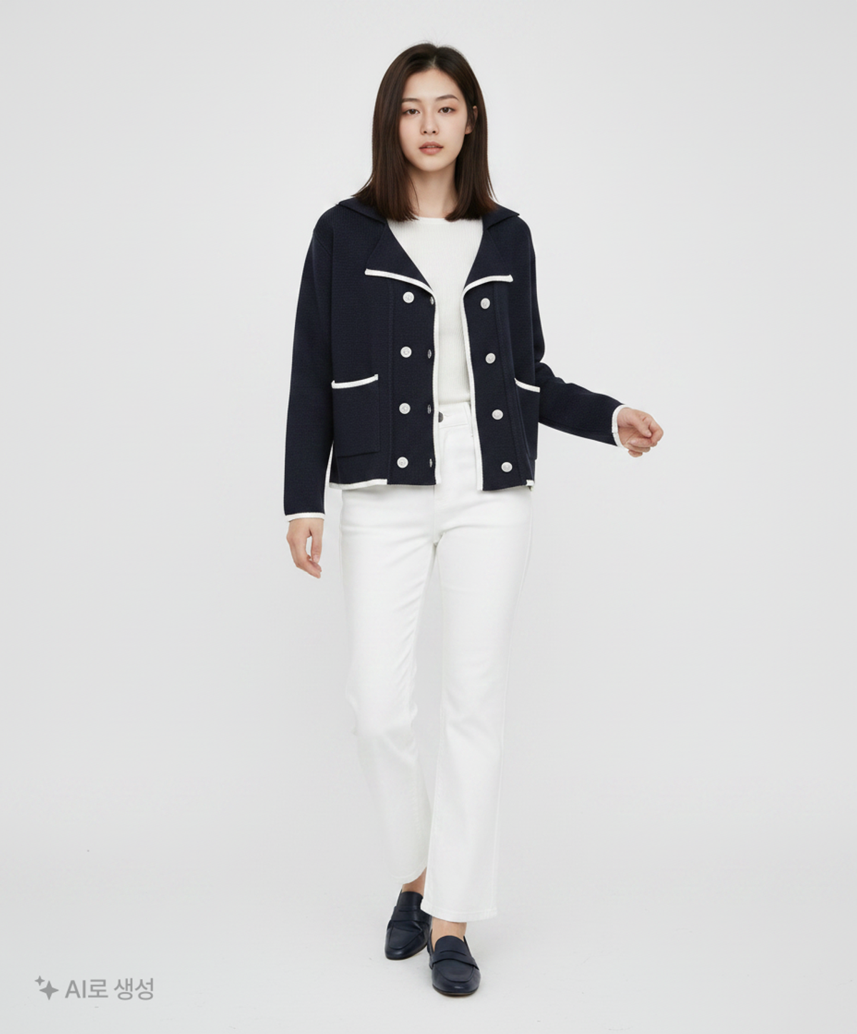 미쏘(MIXXO) 카라배색 아우터형 가디건 MIWCKD344T S