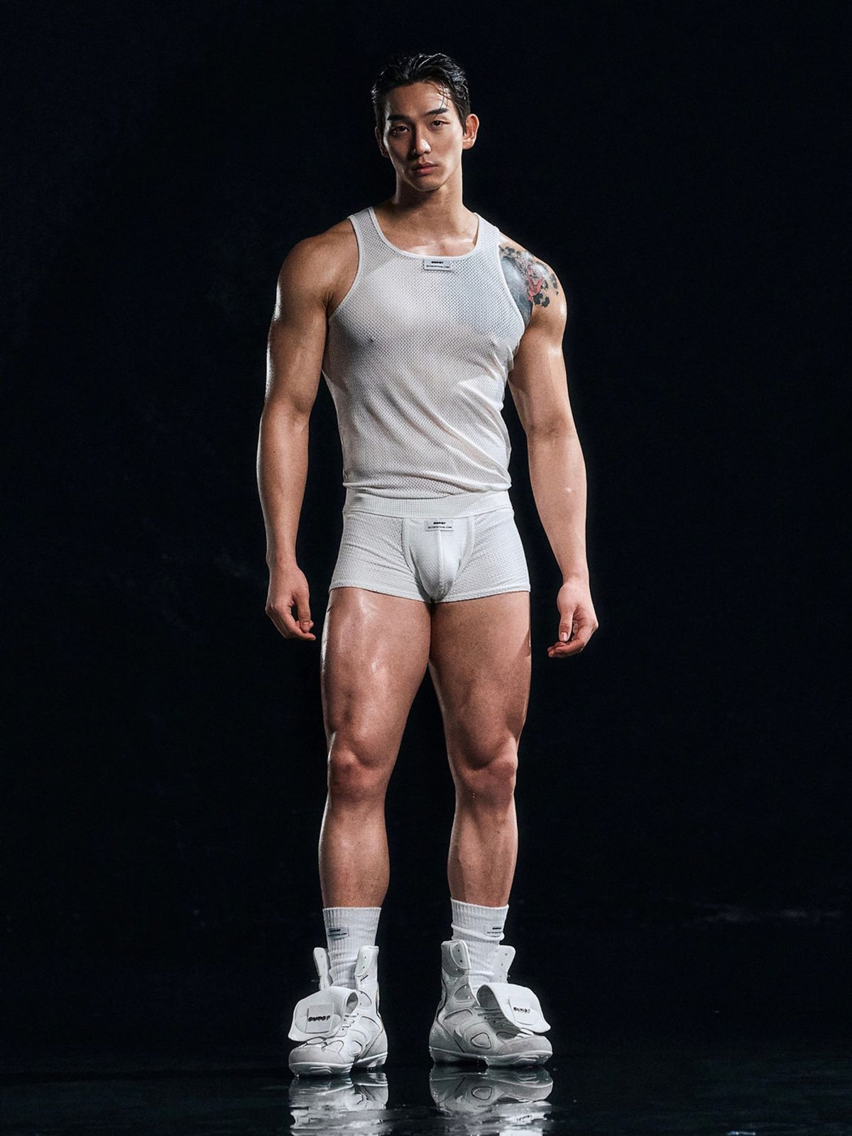 아웃오브(OUTOF) White Band Mesh Trunk