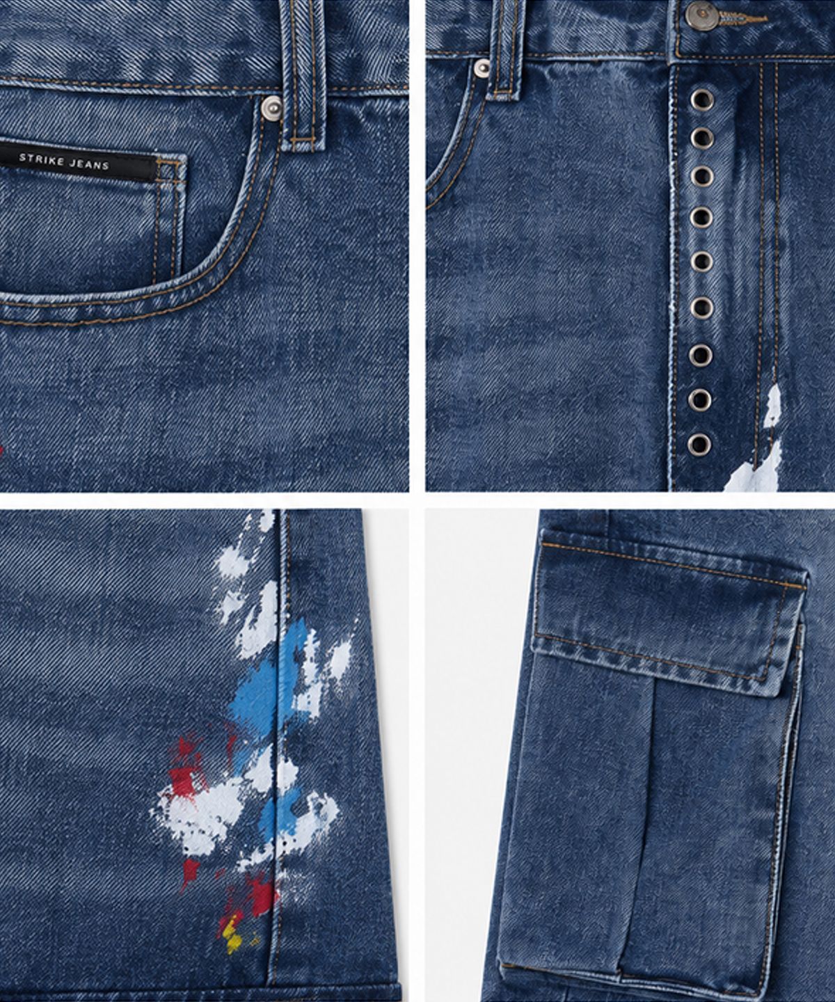 스트라이크(STRIKE) Atelier Painted Cargo Denim Shorts