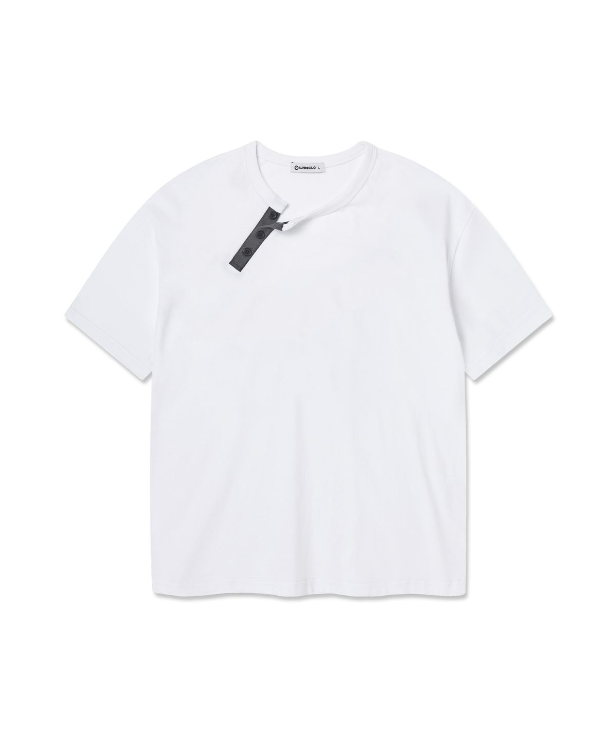 앨빈클로(ALVINCLO) 사선 배색 헨리넥 크롭핏 반팔티 AST3685 (4COLOR)