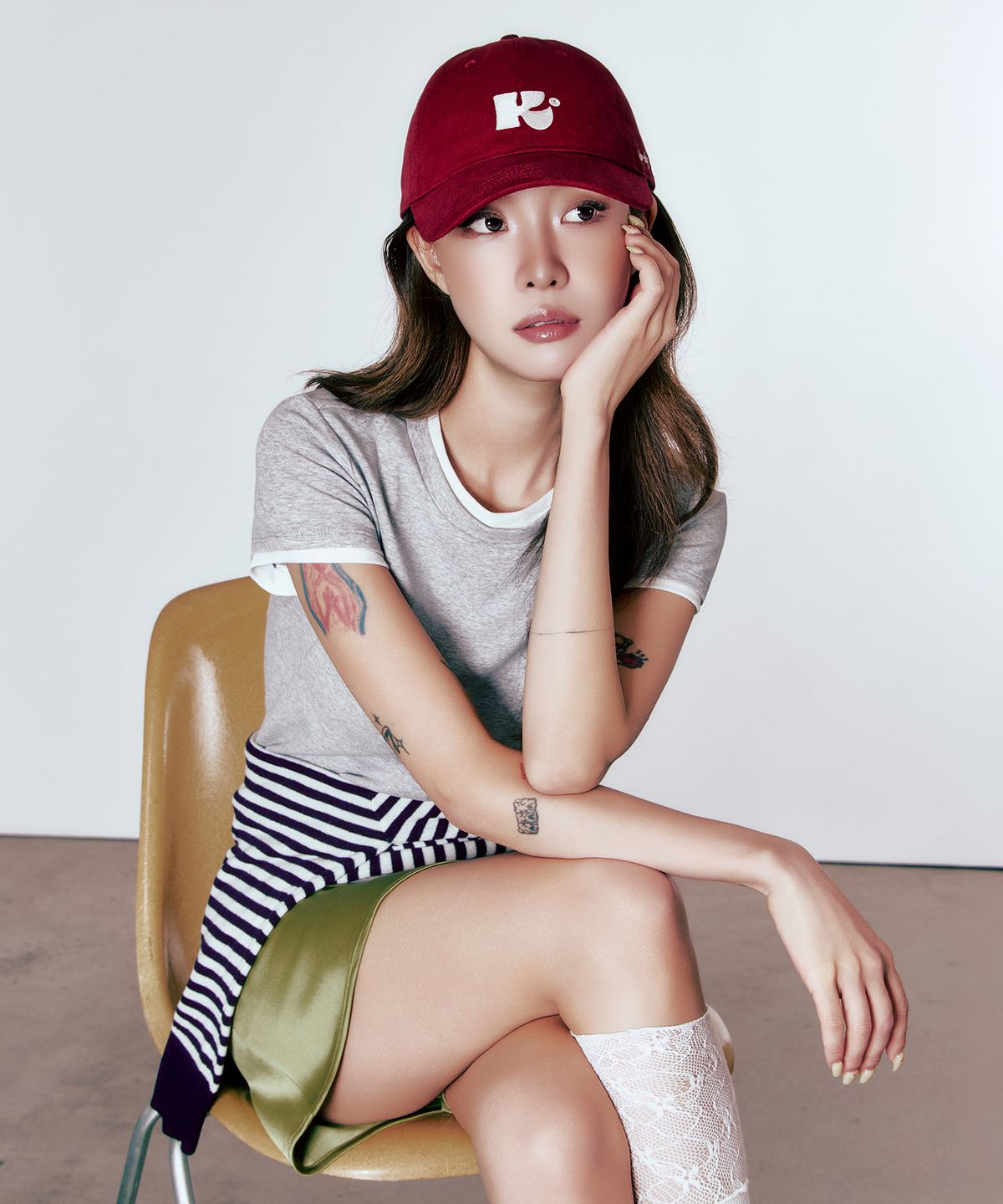 스틸로우키(STILL LOWKEY) Monogram Ball Cap_BURGUNDY