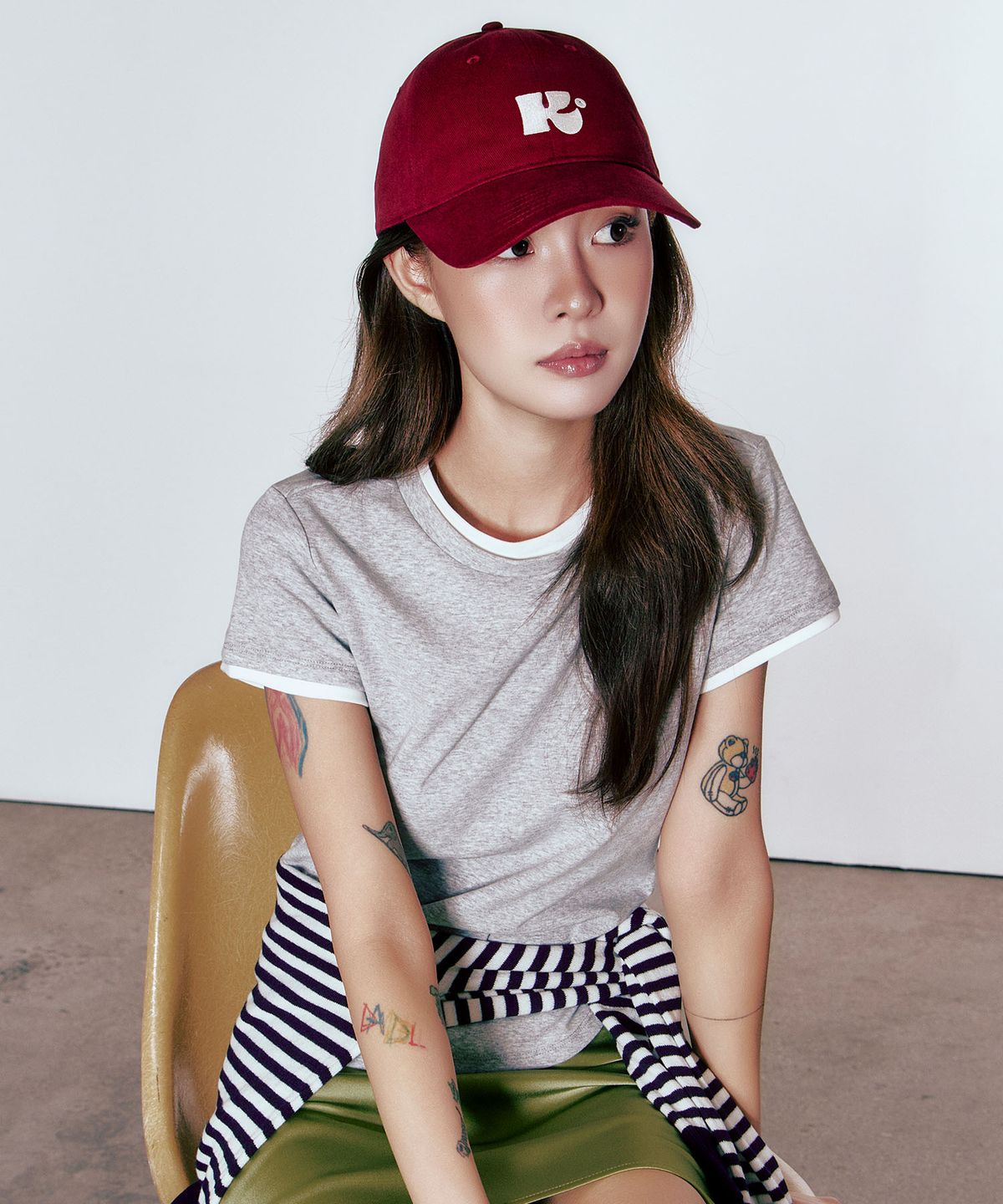 스틸로우키(STILL LOWKEY) Monogram Ball Cap_BURGUNDY