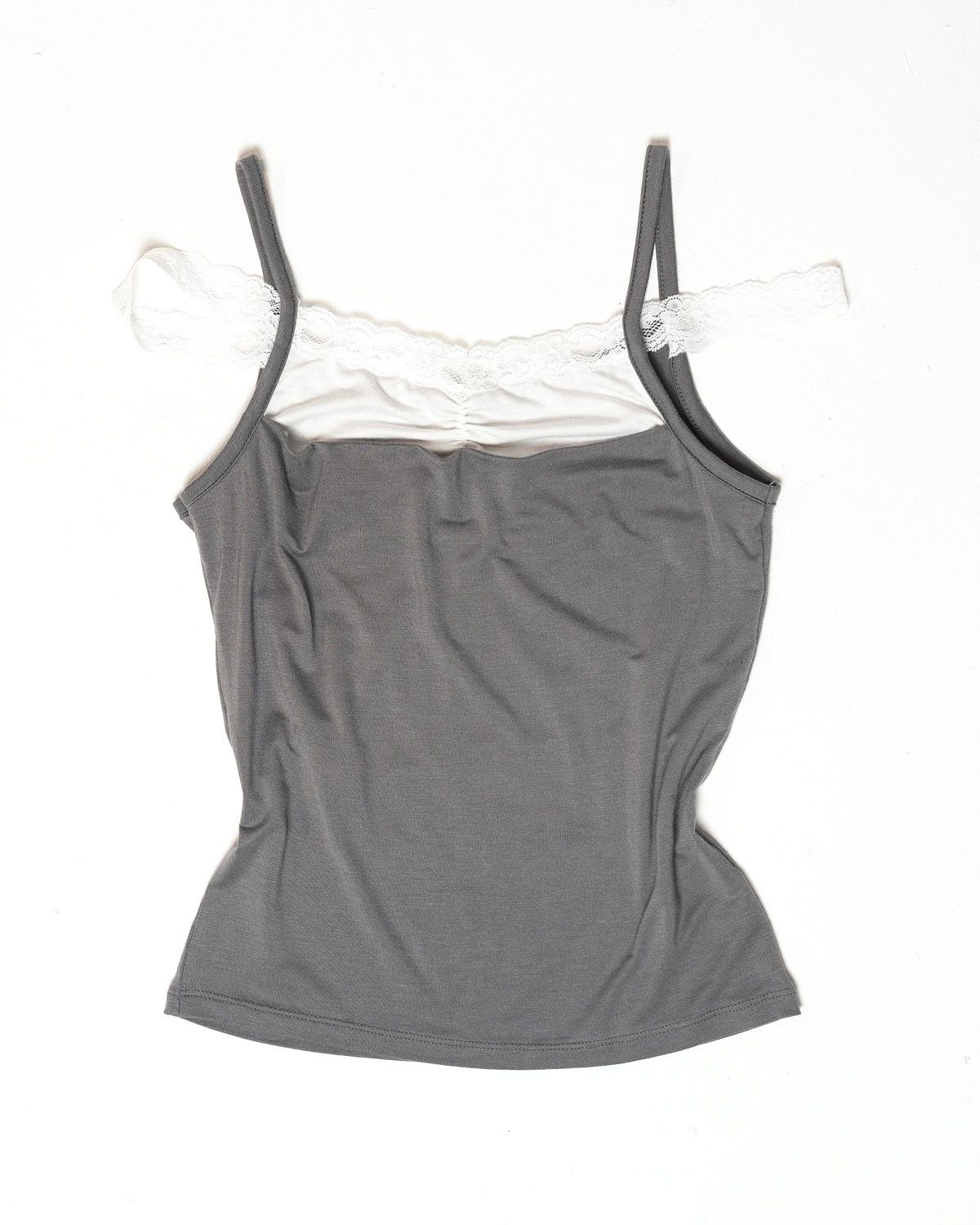 여린(YEORIN) Ash Layered Lace Cami (Grey)