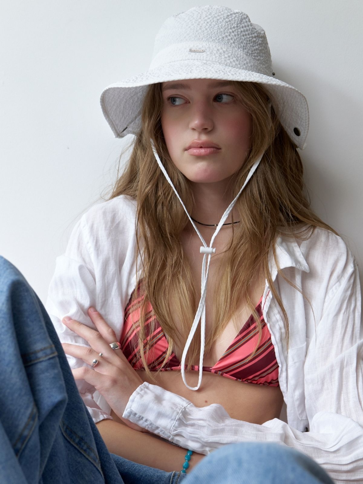 러브미몬스터(LOVE ME MONSTER) Lake Seer Sucker Bucket Hat_WHITE (L262MCP030)