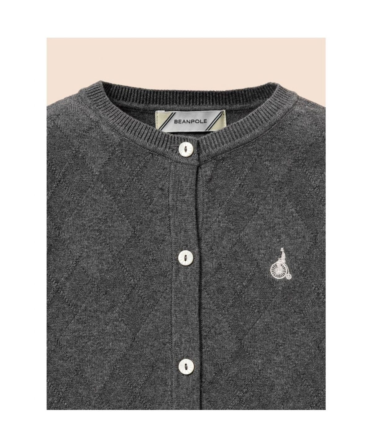 빈폴 키즈(BEANPOLE KIDS) 여아 솔리드 아가일 조직 카디건  애쉬 (BI685AG034)