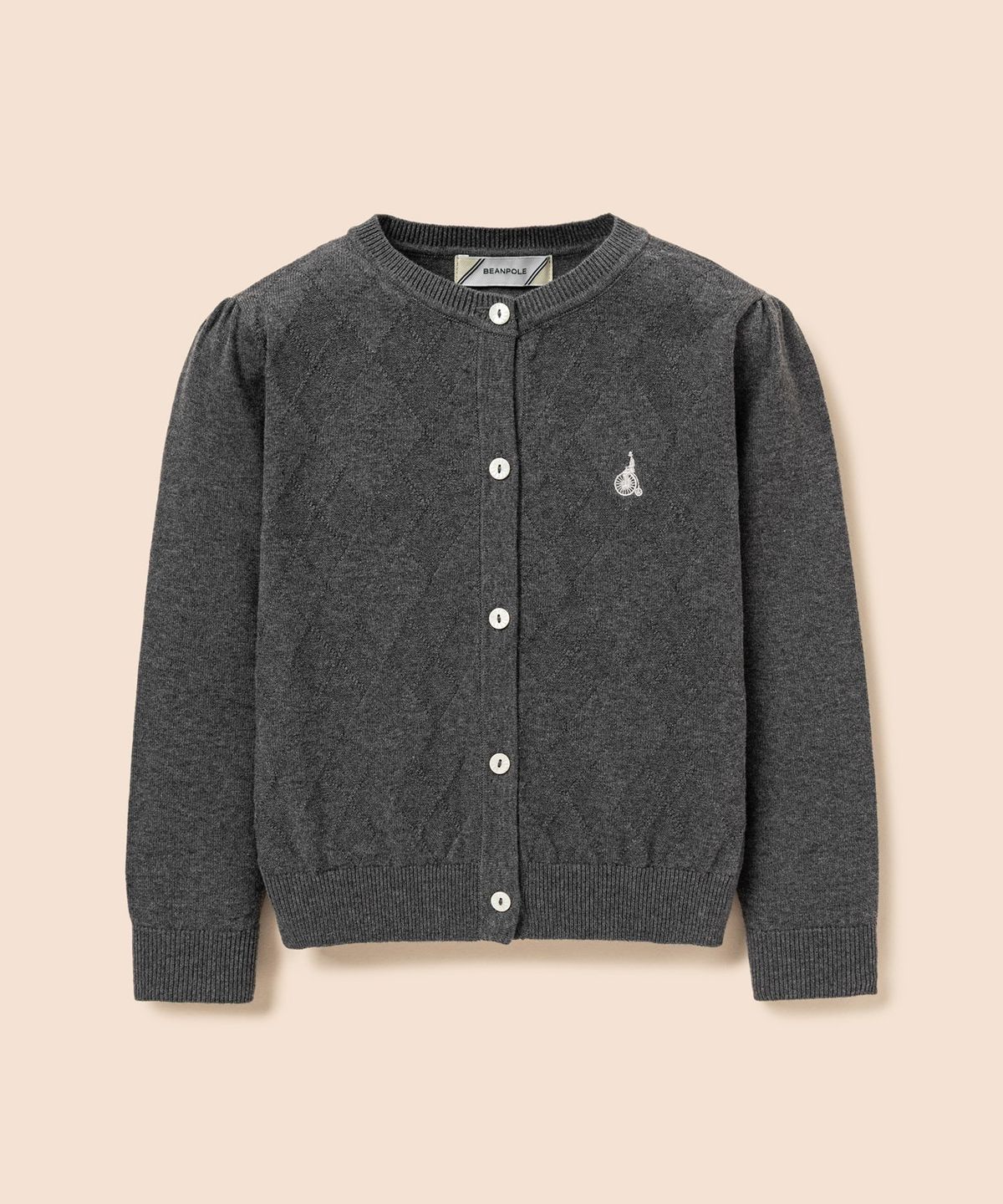 빈폴 키즈(BEANPOLE KIDS) 여아 솔리드 아가일 조직 카디건  애쉬 (BI685AG034)