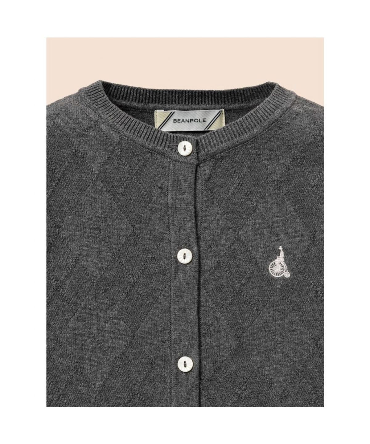 빈폴 키즈(BEANPOLE KIDS) 여아 솔리드 아가일 조직 카디건  애쉬 (BI685AG034)
