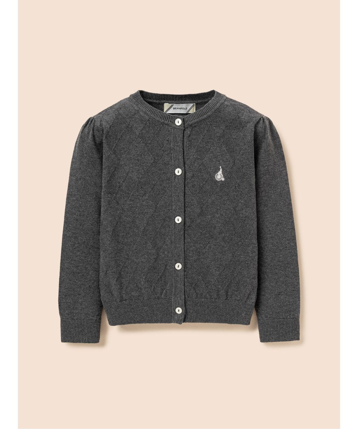 빈폴 키즈(BEANPOLE KIDS) 여아 솔리드 아가일 조직 카디건  애쉬 (BI685AG034)